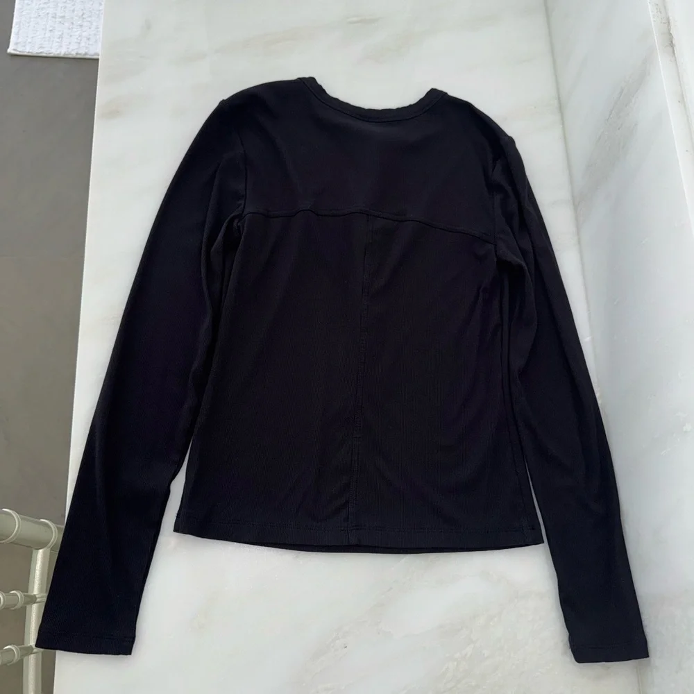 Signature Rib Henley- Black - Picture 3 of 4